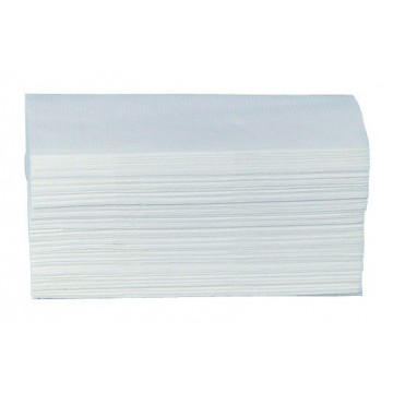 Essuie-mains en pure ouate blanc plié en V 2 plis (21 x 22 cm