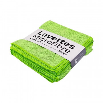 LAVETTE MICROFIBRE VERTE ECO 32 X 36 CM LOT DE 5